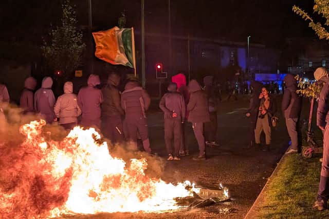 Meanwhile, the garda helicopter overhead was targeted with lasers.