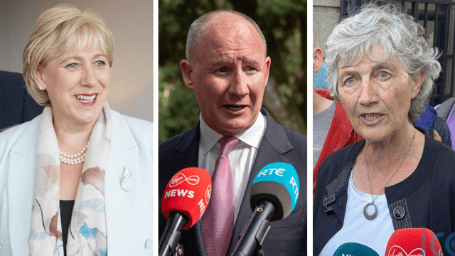 Heather Humphreys (Fine Gael), Jim Gavin (Fianna Fáil) and Catherine Connolly (Independent)