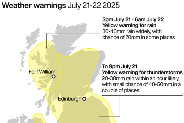 The Met Office also issued a yellow-level rain warning for the east coast of Northern Ireland.