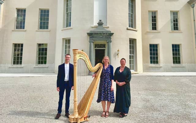 Billy O’Brien Artistic Director of Waterford Chamber Music Festival, Harpist Dianne Marshall and Sara Dolan, CEO of Mount Congreve Gardens & Estate and Waterford Treasures