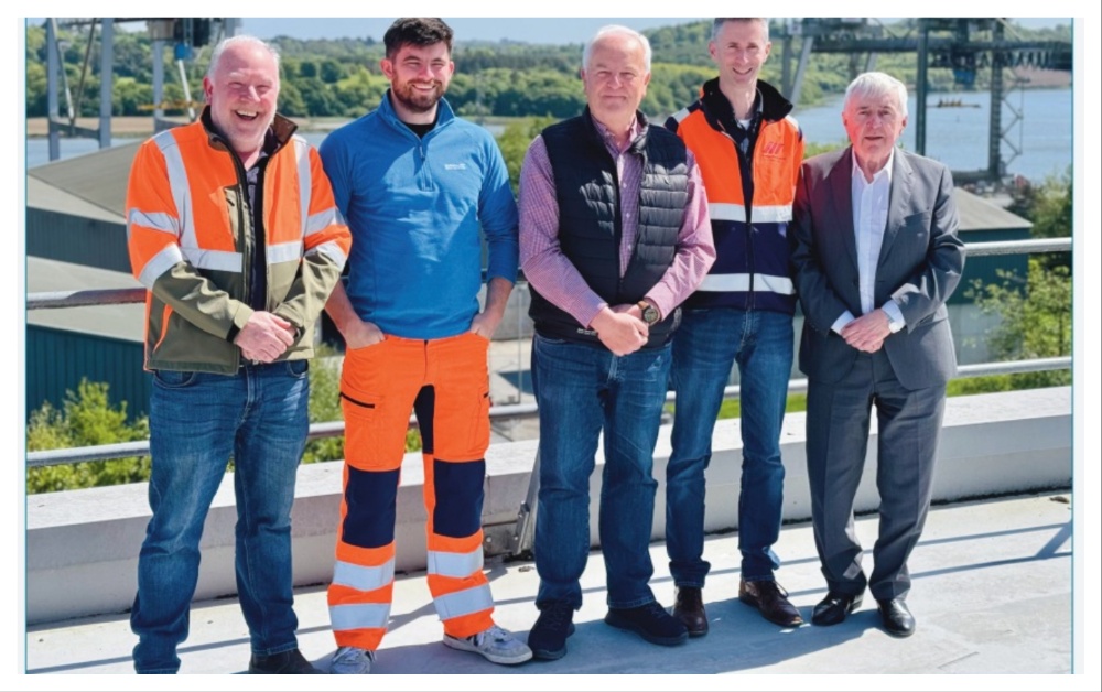Gavin, Michael and Derek O'Hanlon with Dep. Harbour Master Capt. Ian Moriarty and Port of Waterford 1111 podcast host Tom McSweeney.