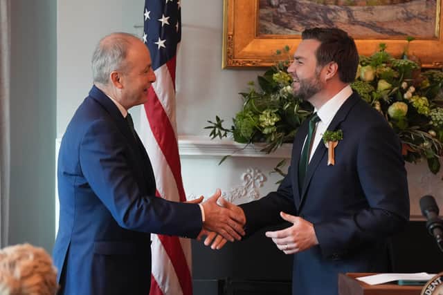 Mr Trump will later be presented with a bowl of shamrock as the centrepiece of the Irish Government’s major overseas diplomatic push in the run-up to St Patrick’s Day on March 17.