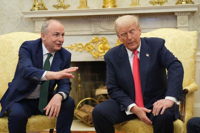Mr Trump greeted Mr Martin outside the West Wing, and the pair shook hands, ahead of their sit-down engagement in the Oval Office.