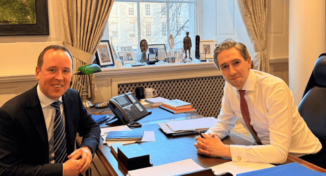 Pictured: Minister of State for the Department of Housing, Local Government and Heritage, along with Tánaiste Simon Harris