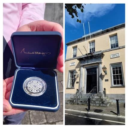 An image of one of the medals sent by Áras an Uachtaráin to the defendant