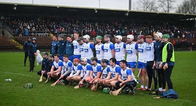 The Waterford panel before the Intercounty Hurling Challenge Match between Waterford and Cork at Fraher Field in Dungarvan, Waterford. Photo: Seb Daly/Sportsfile