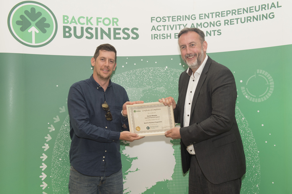 Pictured: Back for Business alumni, Daniel Moylan, Overland Protection Systems, and Philip Grant, Department of Foreign Affairs.