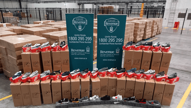 Pictured: Counterfeit Nike trainers seized in Dublin Port.
