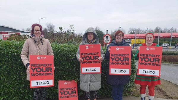 Pictured: The first protest took place at 10am on Thursday, December 12 outside Tesco Ardkeen.