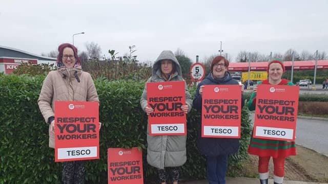 Pictured: The first protest took place at 10am on Thursday, December 12 outside Tesco Ardkeen.