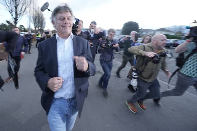 Independent candidate Gerard ‘The Monk’ Hutch leaves the Count Centre at the RDS Simmonscourt | PICTURES: PA