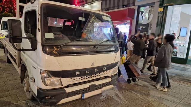 Pictured: The small lorry which was apprehended on Grafton Street. Image by An Garda Síochána on X.