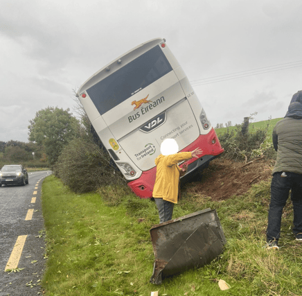 A photo taken at the scene on the N24 by one of the passengers on the bus