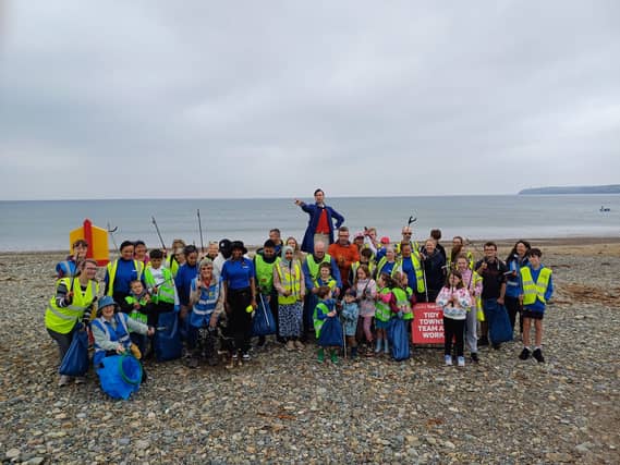 A group of volunteers in Tramore for the big clean up