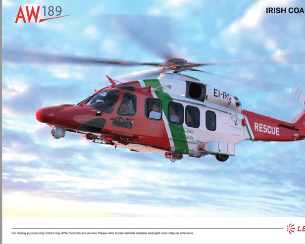 A search and rescue (SAR) configured AW189 helicopter will be located in Sligo.