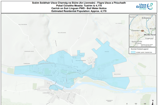 All consumers affected by the notice (see map below) must boil their water before drinking it.  