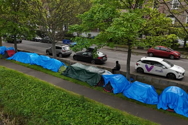 The encampment on the waterway emerged shortly after more than 200 asylum seekers were cleared from a similar makeshift camp at the nearby International Protection Office in Mount Street last week.