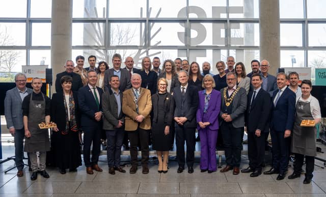 Xavier d’Argoeuves, Cultural Counsellor at the French Embassy and President of SETU, Professor Veronica Campbell (centre) with stakeholders and guests. Picture Robbie Byrne, SETU
