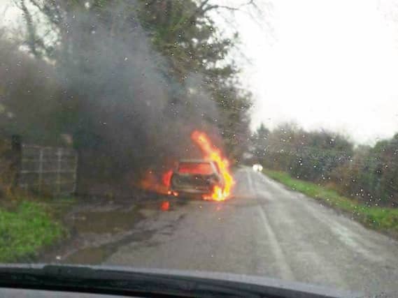 Car on fire. File pic.