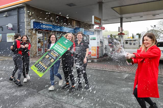 Staff at Cassidy’s XL store on the Dundalk Road in Carrickmacross, Co. Monaghan were thrilled to hear that they sold an All Cash Gift scratch card with a top prize of €300,000