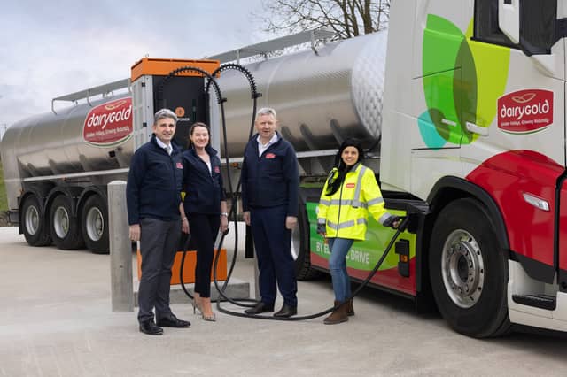 Michael Harte, Dairygold Interim Chief Executive, Orlaith Tynan, Dairygold Head of Sustainability, Billy Cronin, Dairygold Head of Supply Chain and Melissa Butler, Dairygold HGV Driver