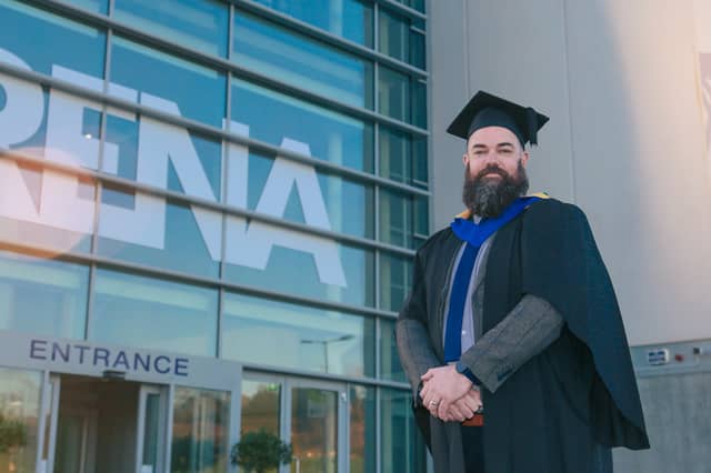 SETU BSc in Additive Manufacturing graduate, Keith Tracey pictured on his graduation day at SETU Arena in Waterford on Wednesday. Picture David Ruffles.