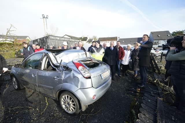 “I think it’s only when you really see it you get an appreciation for the explosive force of a whirlwind, and that’s essentially what happened in this village yesterday,” he said, speaking to reporters in Leitrim.