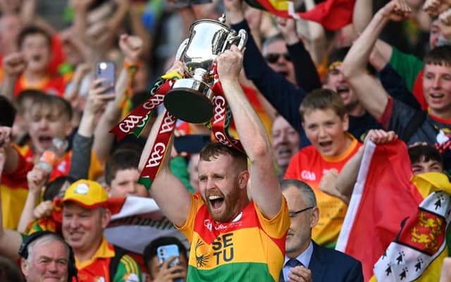 The Carlow hurlers are the dominant force in the 2023 Joe McDonagh Team of the Year, with the two-time victors claiming a magnificent seven spots in this star-studded selection. PIC: Sportsfile
