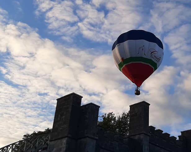 A hot air balloon takes to the sky over the Birr telescope last year