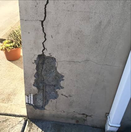Crumbling cement and blocks caused by mica which makes the blocks weak