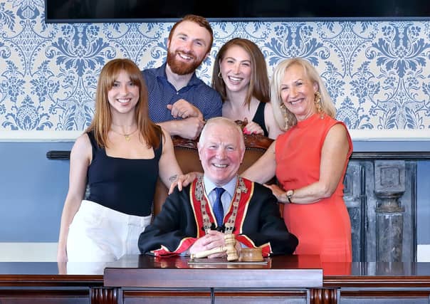 Mayor of Waterford City and County, Cllr. Joe Conway pictured with his family, wife Sandra, daughters Niamh and Ailbhe and son, Donncha Ó Conmhuí.
