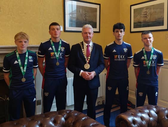 Mayor of Waterford City and County, Cllr John O’Leary with members of Waterford Hockey club at the reception | PICTURES: Waterford City and County Council