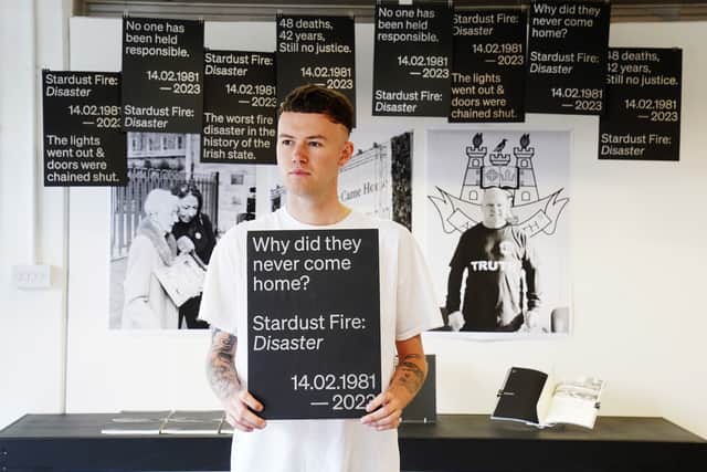 His grandmother’s Bridget McDermott’s ongoing fight for justice inspired him to create an artwork using publications, photography and posters to keep the tragic story live in the minds of younger generations.