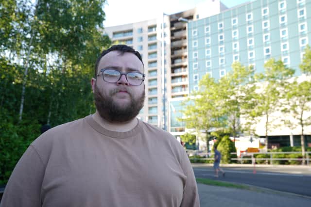 “At this point, the fire alarm hadn’t been set off yet, so I went and did a double check out on the balcony and I could see some ashes falling from above me.
