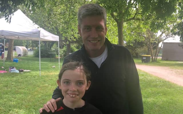 Pictured is speedy Waterpark under 12 winger Blathnaid Collins alongside Ireland, Munster and La Rochelle legend Ronan O’Gara at the Serge Palito Challenge at La Rochelle on Sunday, May 7.