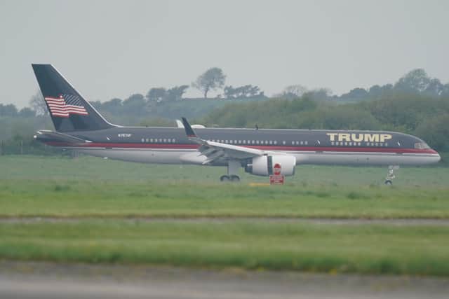Mr Trump, accompanied by his son Eric, had been in Scotland since Monday, breaking ground on a new golf course at his Menie Estate near Aberdeen before playing a round at his Turnberry resort in South Ayrshire.