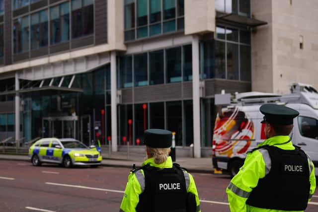 There were also several police vehicles surrounding Ulster University.