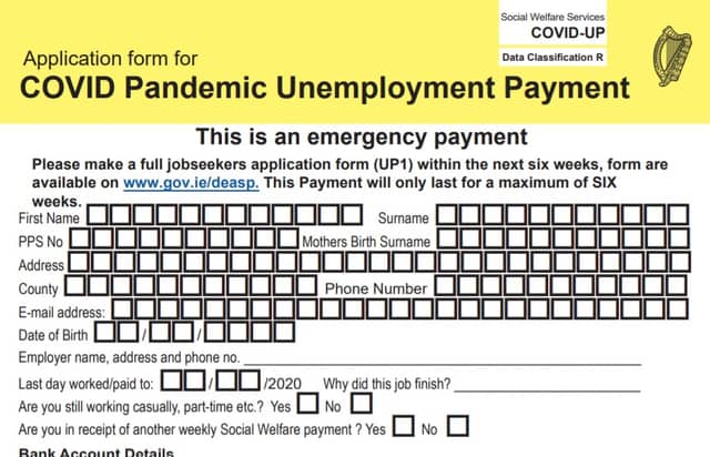 Covid-19 Pandemic Unemployment Payment form