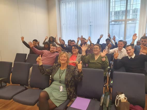 Grace O'Sullivan MEP with students of SETU in the European Parliament on Wednesday 1 March