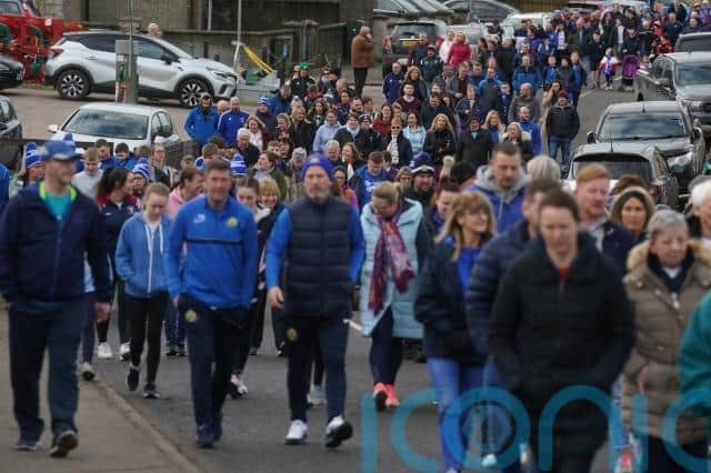 The main street of Omagh was brought to a standstill on Saturday as crowds assembled in front of the courthouse for a rally in solidarity with Mr Caldwell.