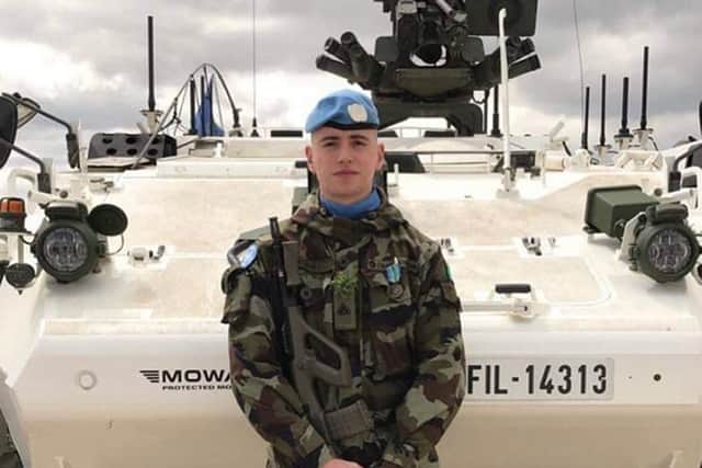 Trooper Kearney was flown from Beirut Airport to Casement Aerodrome, Baldonnel, on Wednesday.