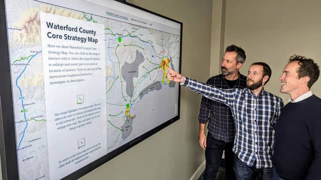 Pictured l-r: Jon Hawkins, GIS Project Leader; Conor Grant, A/Executive Technician; and David Quinn, Executive Planner, Waterford City and County Council