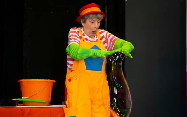 Pictured during Science Week at SETU by Calmast is Caroline Ainslie as “Bubblz. Photo by Patrick Browne