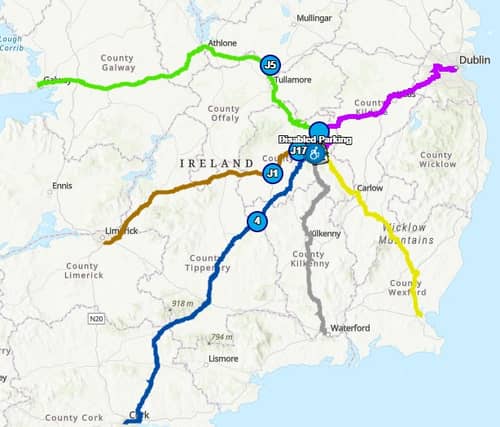 People from Waterford and Kilkenny can avail of the Grey Route, which takes motorists through Castlecomer and Timahoe Village towards Moneycross.