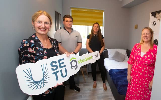 Prof Veronica Campbell, SETU President, Patrick Curtin, Students’ Union President in Waterford, Jacqui O’Connor, Head of Accommodation, Helena Fitzgerald, Head of Learner Support & Student Services