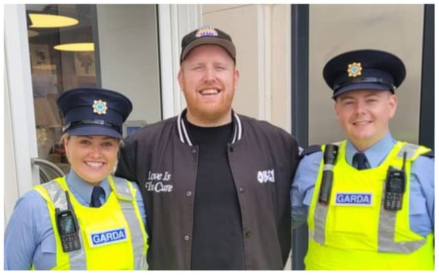 Gardai Denise Drennan and David Finnane of Waterford Garda Station with Gavin James