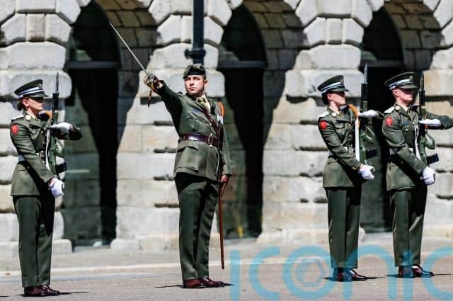 President Michael D Higgins laid a wreath on behalf of the people of Ireland following an inter-faith service.