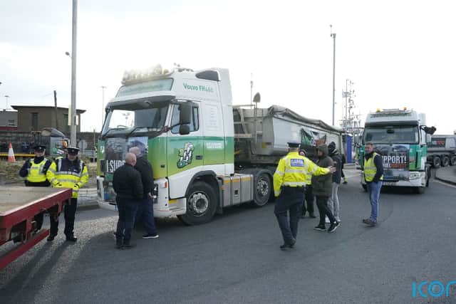 The entrance to Dublin Port and the Port Tunnel was heavily congested.
