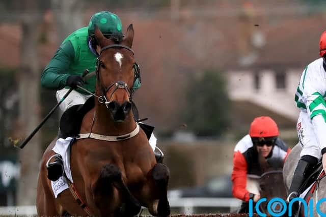 By halfway Saint Sam had really strung the field out, but Jack Kennedy was intent on keeping tabs on the leader aboard Gordon Elliott’s Riviere D’etel.