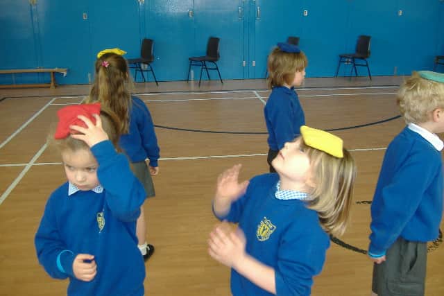 We put beanbags on our heads...